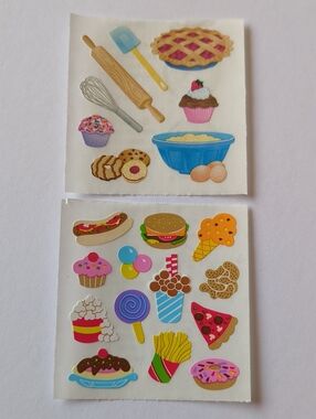 ☀️Sandylion Vintage Assorted Baking & Party Food Stickers - 1 square of each